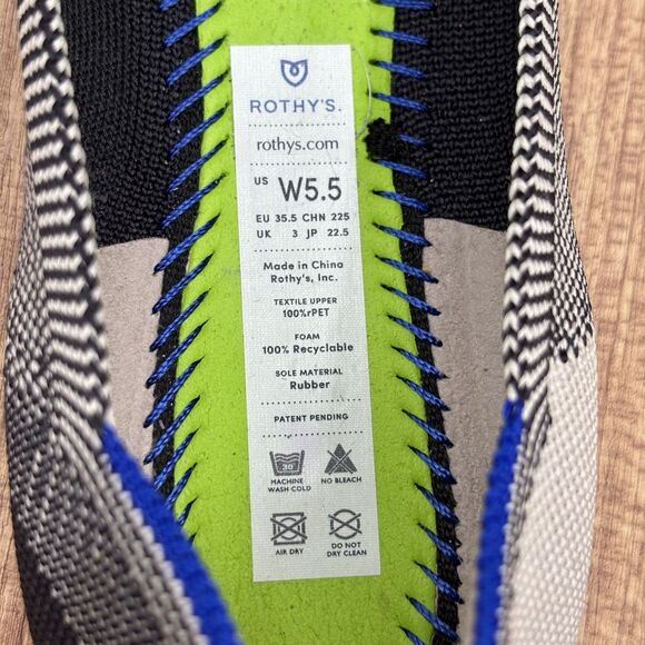 Rothys The Classic Flat Round Cap Toe Women’s 5.5 Black Cream Plaid Shoe Retired - Picture 7 of 7